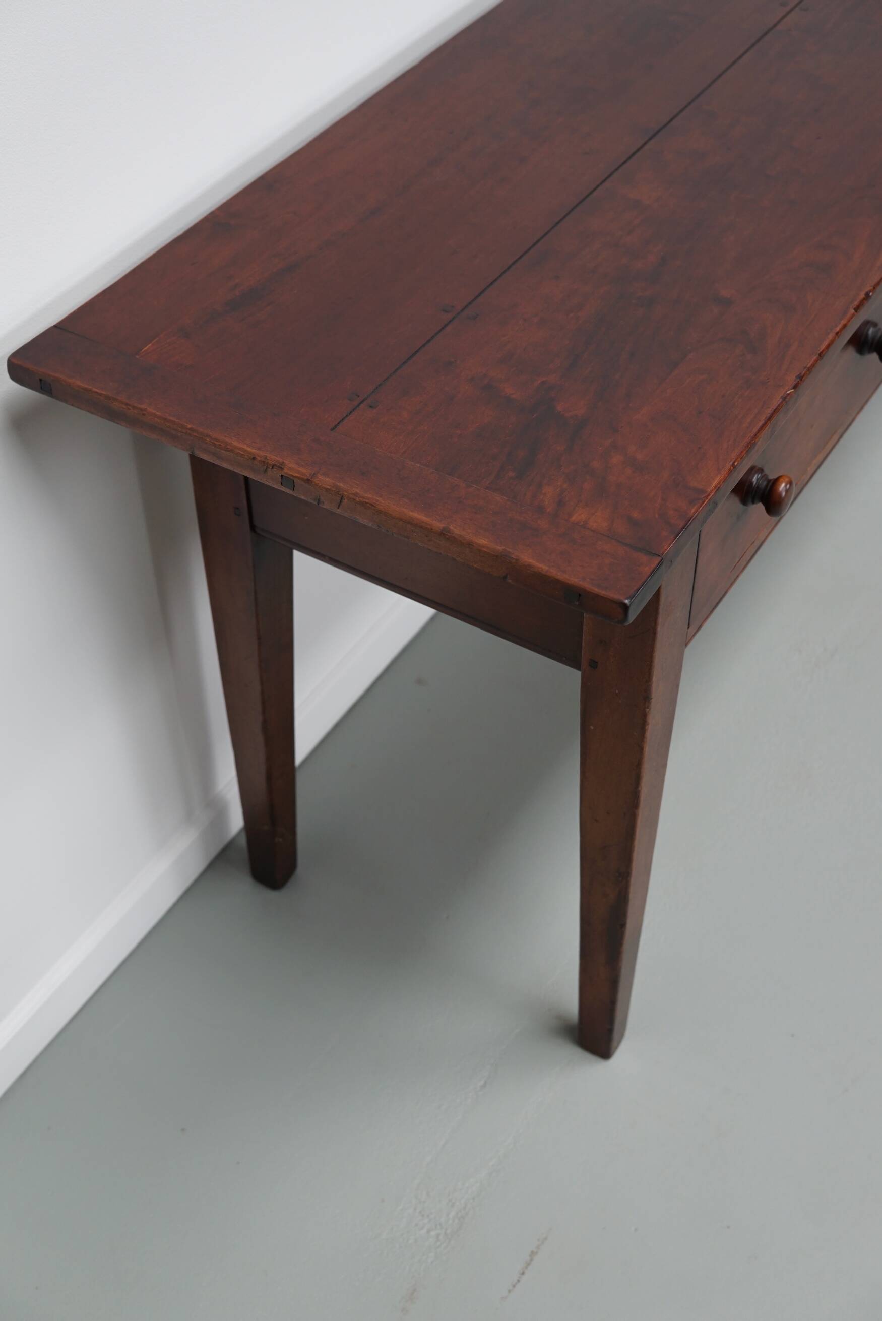 Vintage English Rustic Farmhouse Beech Side Table, 1950s
