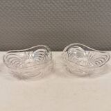 A set of beautiful rock crystal glass candle holders from Swedish Orrefors. Estimated 1970s.