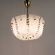 J.T. Kalmar Petite curved suspension basket, brass and glass, Austria, 1950s