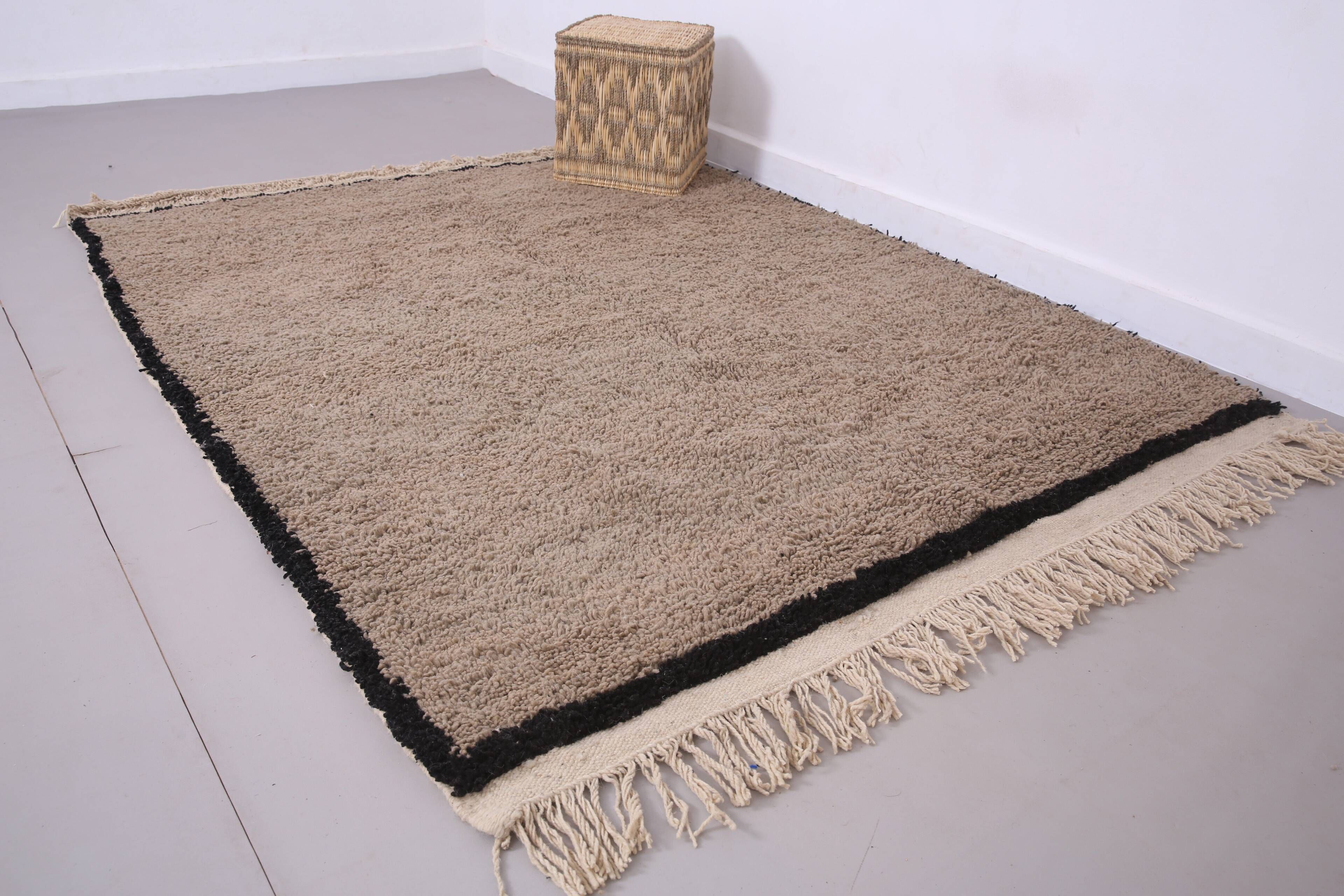 Taupe Handmade Moroccan Rug 177 x 219 cm - Berber Wool Rug - Bohemian Style