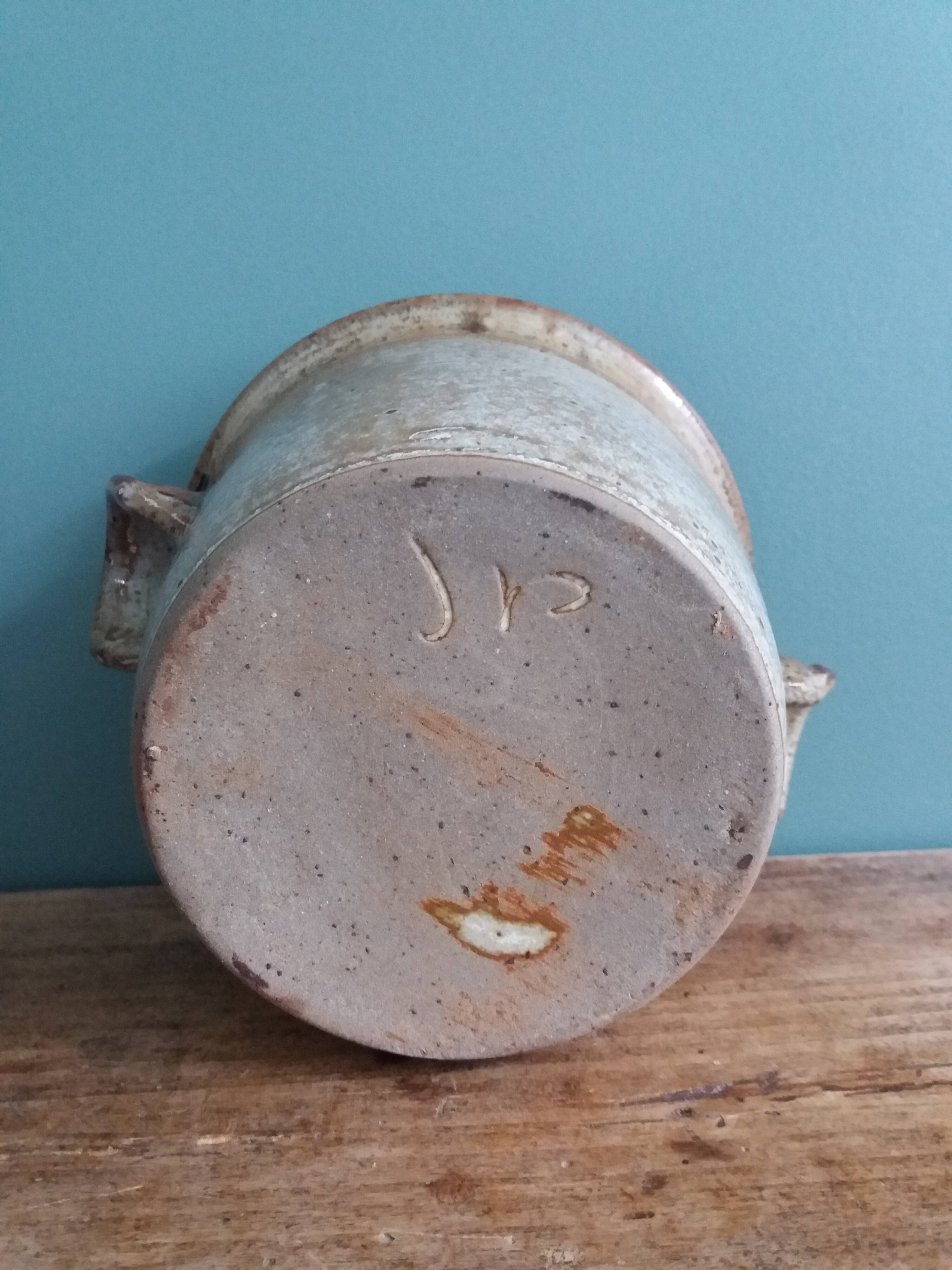 Puisaye sandstone ice bucket signed Jean-Pierre Prud'homme