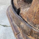 Colonne vis de pressoir en bois ancienne 19ème art populaire rustique en chêne