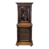 Vitrine deux corps en chêne style Henri II