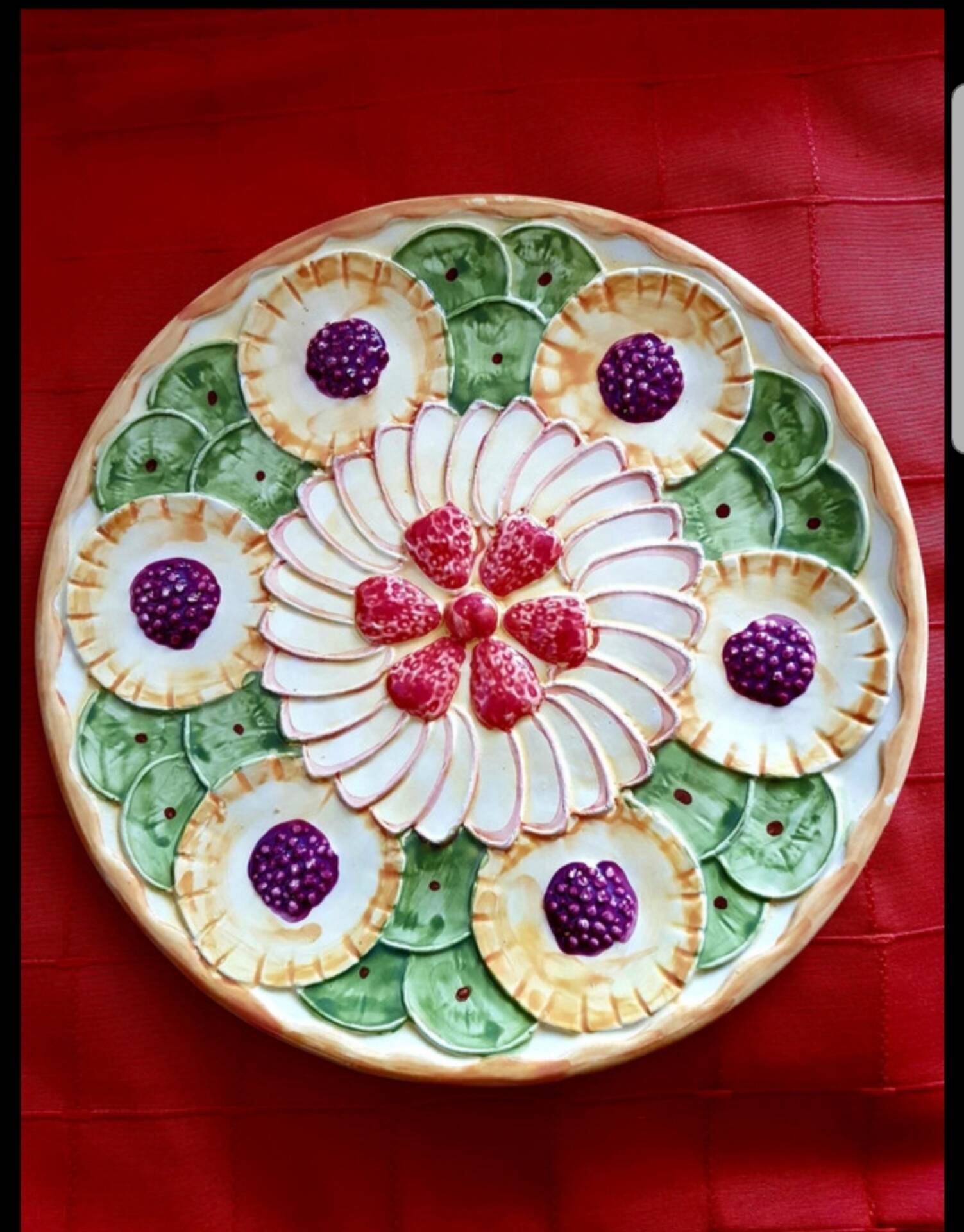 Large Barbotine pie plate