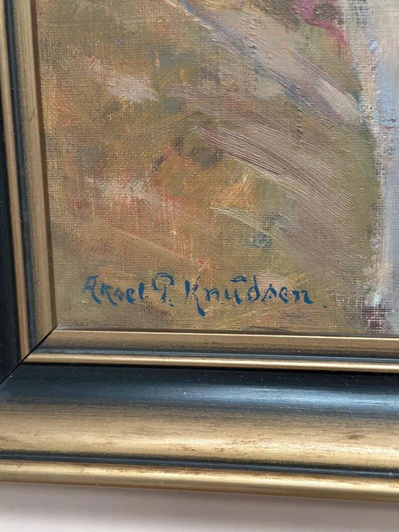 Original Swedish Oil on Canvas – “The Way” by Aksel G Knůdsen – Signed, Vintage & Framed – 52 x 45 cm (24" x 20")