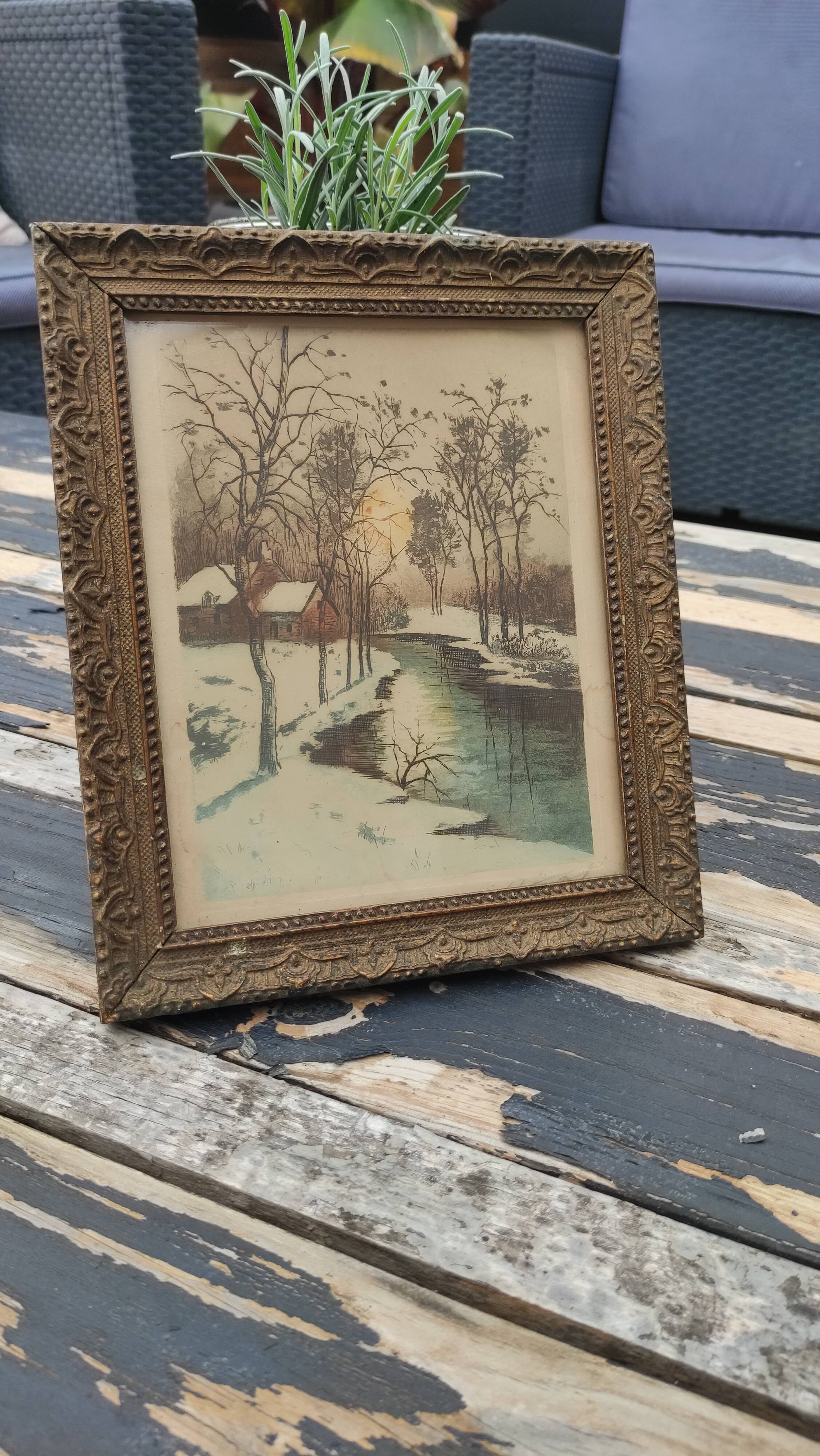 Old wooden frame of a watercolor