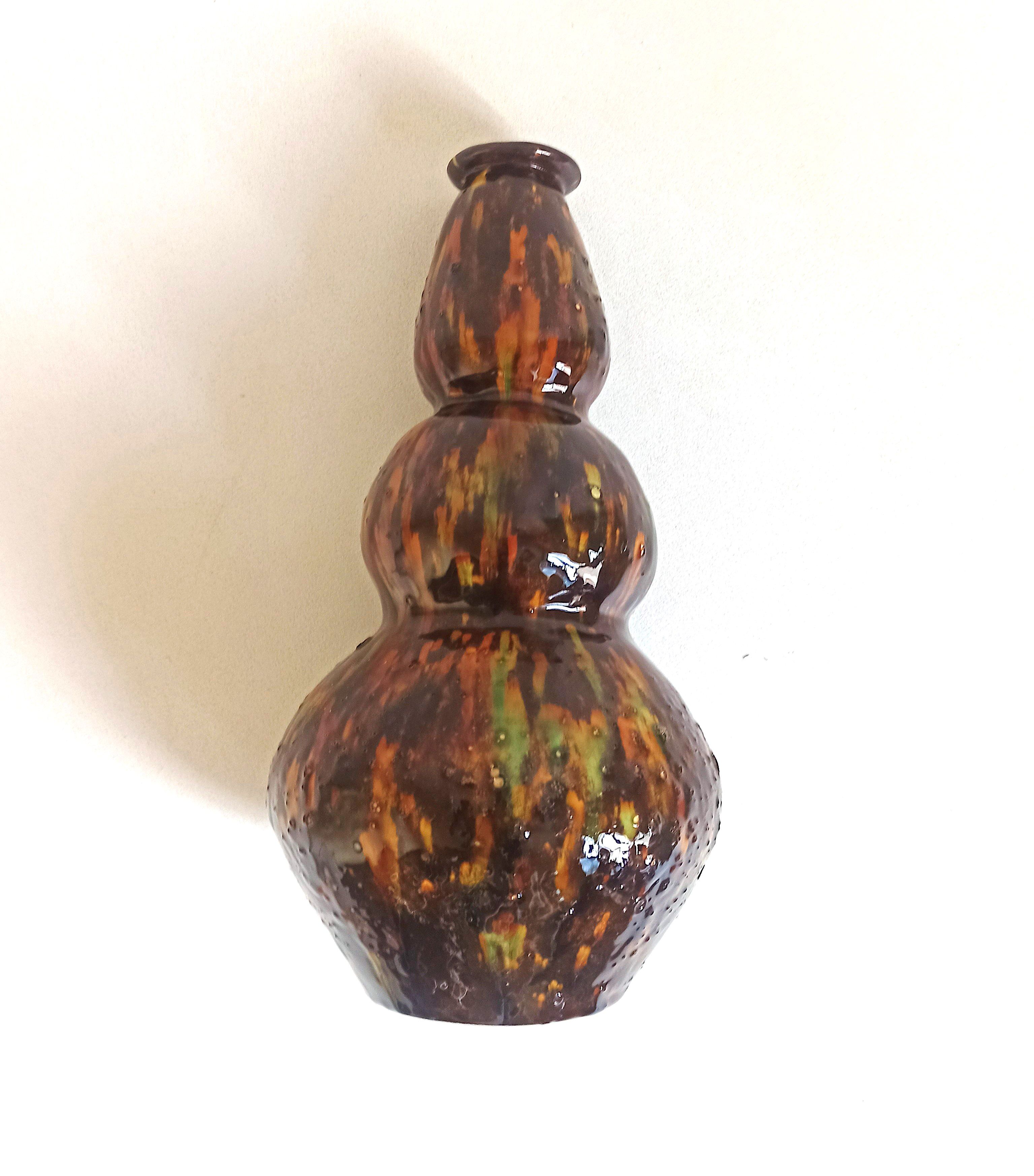 Large ceramic vase 70s height 35 cm