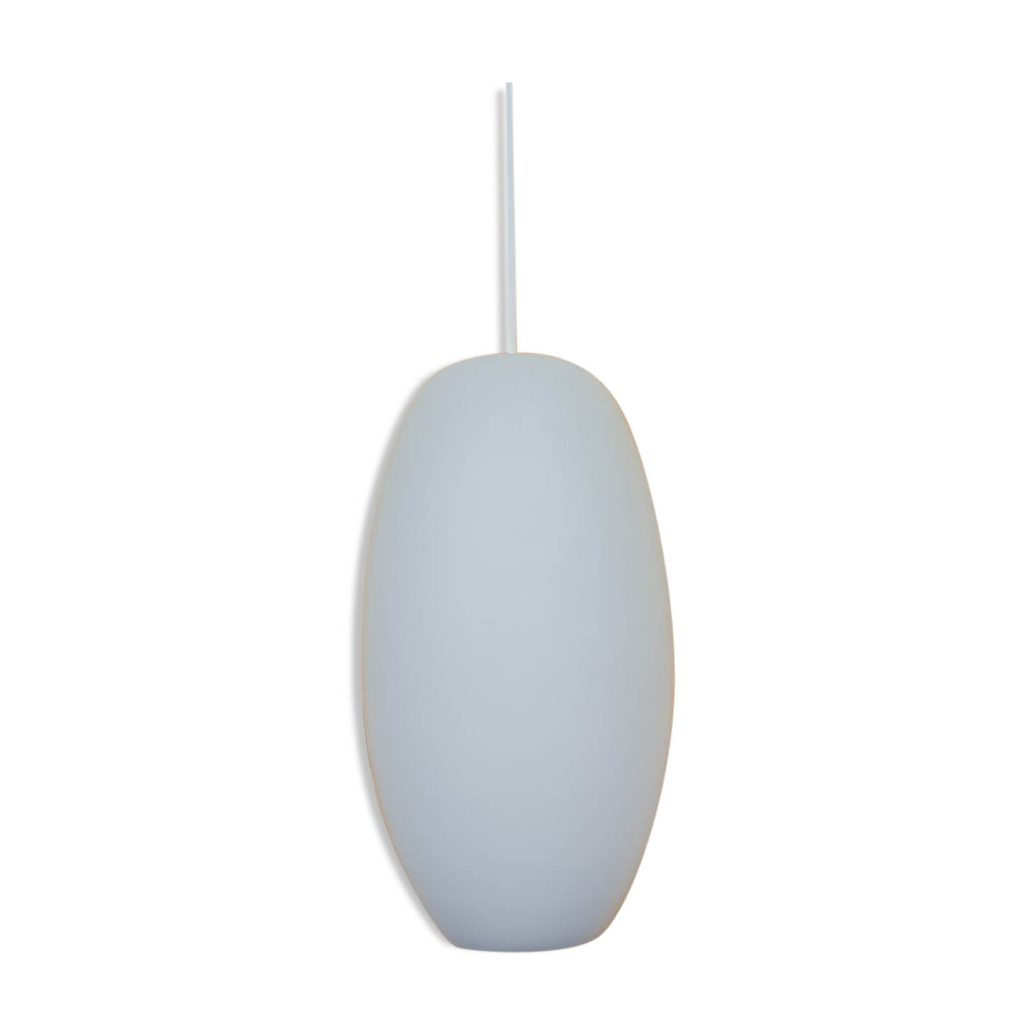 Oval pendant light in white opaline 1960