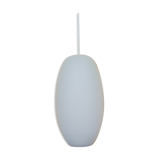 Oval pendant light in white opaline 1960