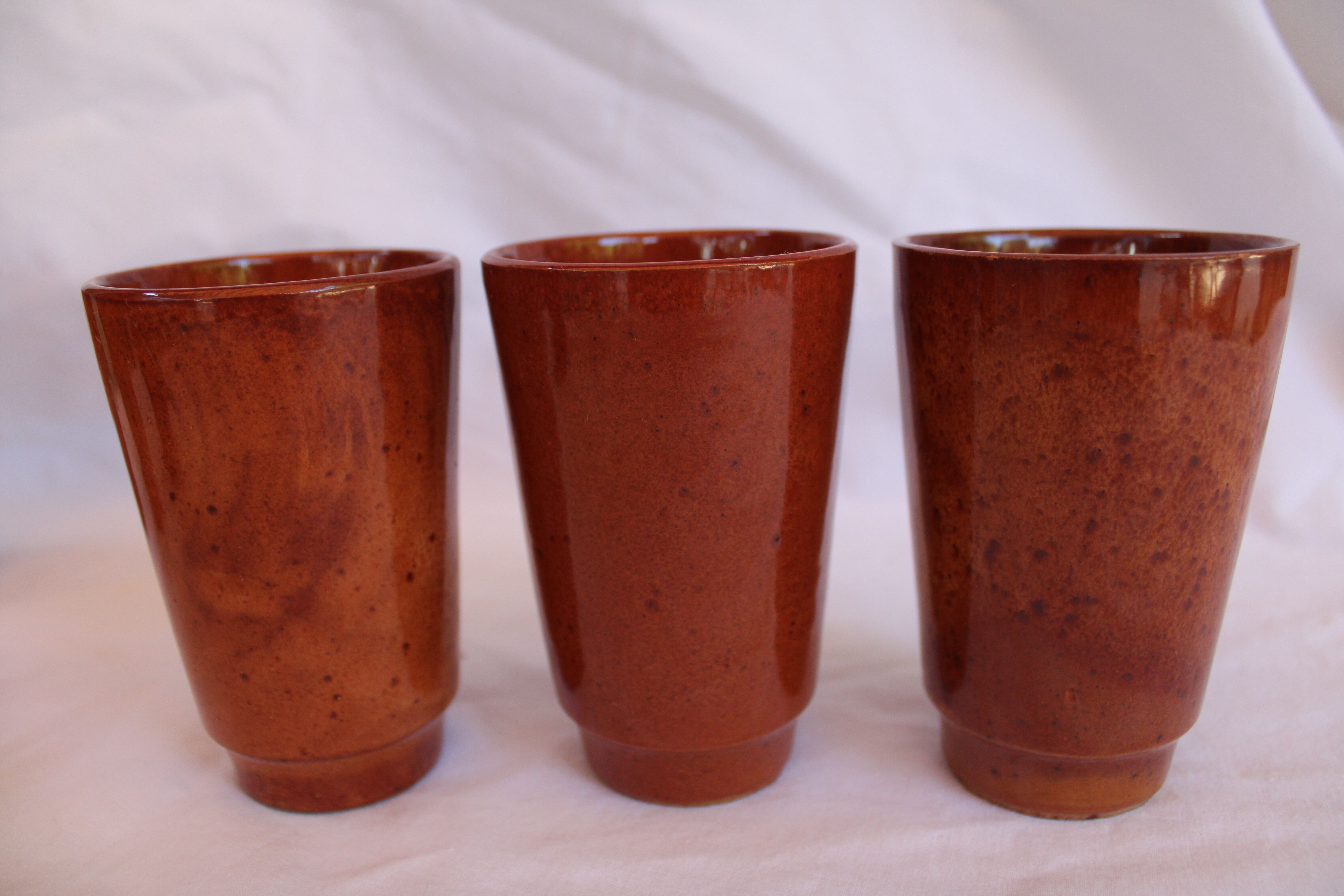 Set de 6 gobelets en grès vernissé vintage