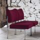 Lot de 4 chauffeuses de style moderniste bordeaux, 1970