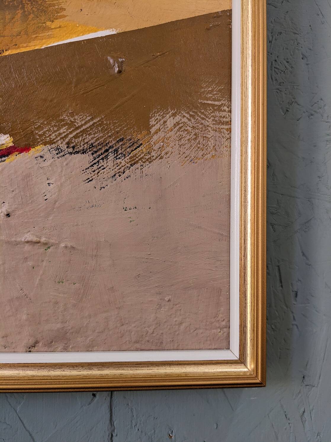 Mid-Century Modern Swedish "Autumn Rhapsody" Vintage Abstract Oil Painting, Hans Osswald