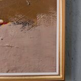 Mid-Century Modern Swedish "Autumn Rhapsody" Vintage Abstract Oil Painting, Hans Osswald