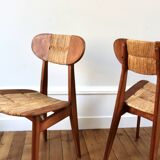 Set of 3 vintage Roger Landault "Ellipse" Sentou chairs 1957