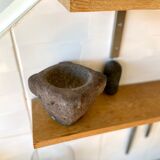 Mortar and pestle in black stone