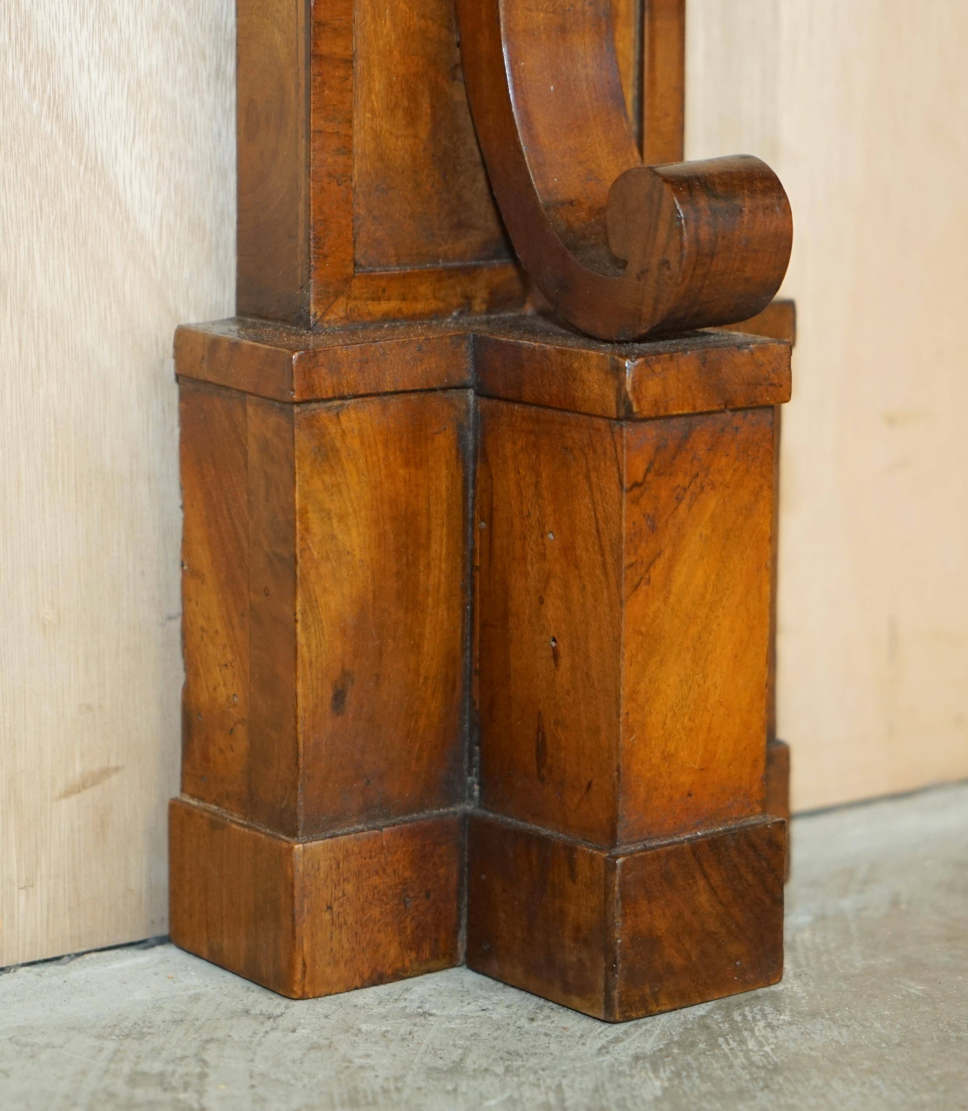 Pair of restored antique consoles from around 1815 in walnut, Regency style with mirror.