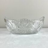 Coupe, vide-poches ovale en verre ciselé