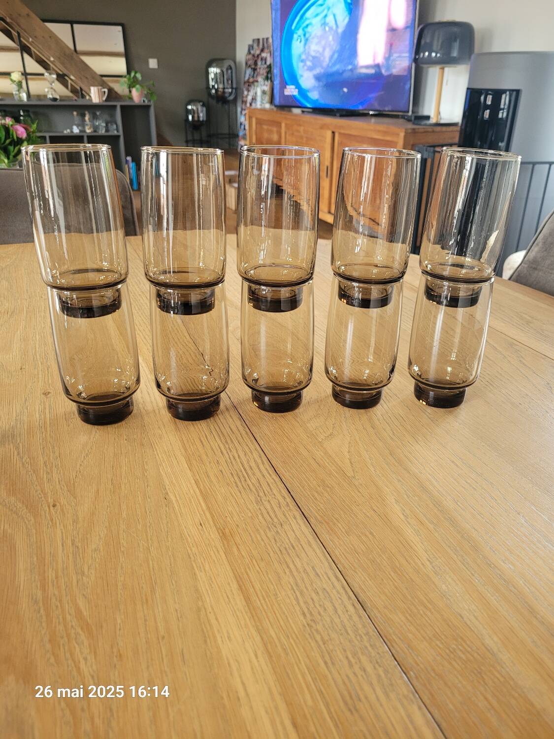 10 verres à eau en verre fumé BP