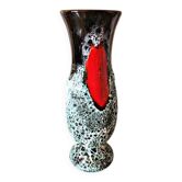 Vase style Vallauris Fat Lava, red, black and green.
