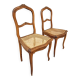 Set of antique French chairs dining chairs webbing and beech