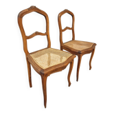 2 chaises anciennes françaises en hêtre et cannage
