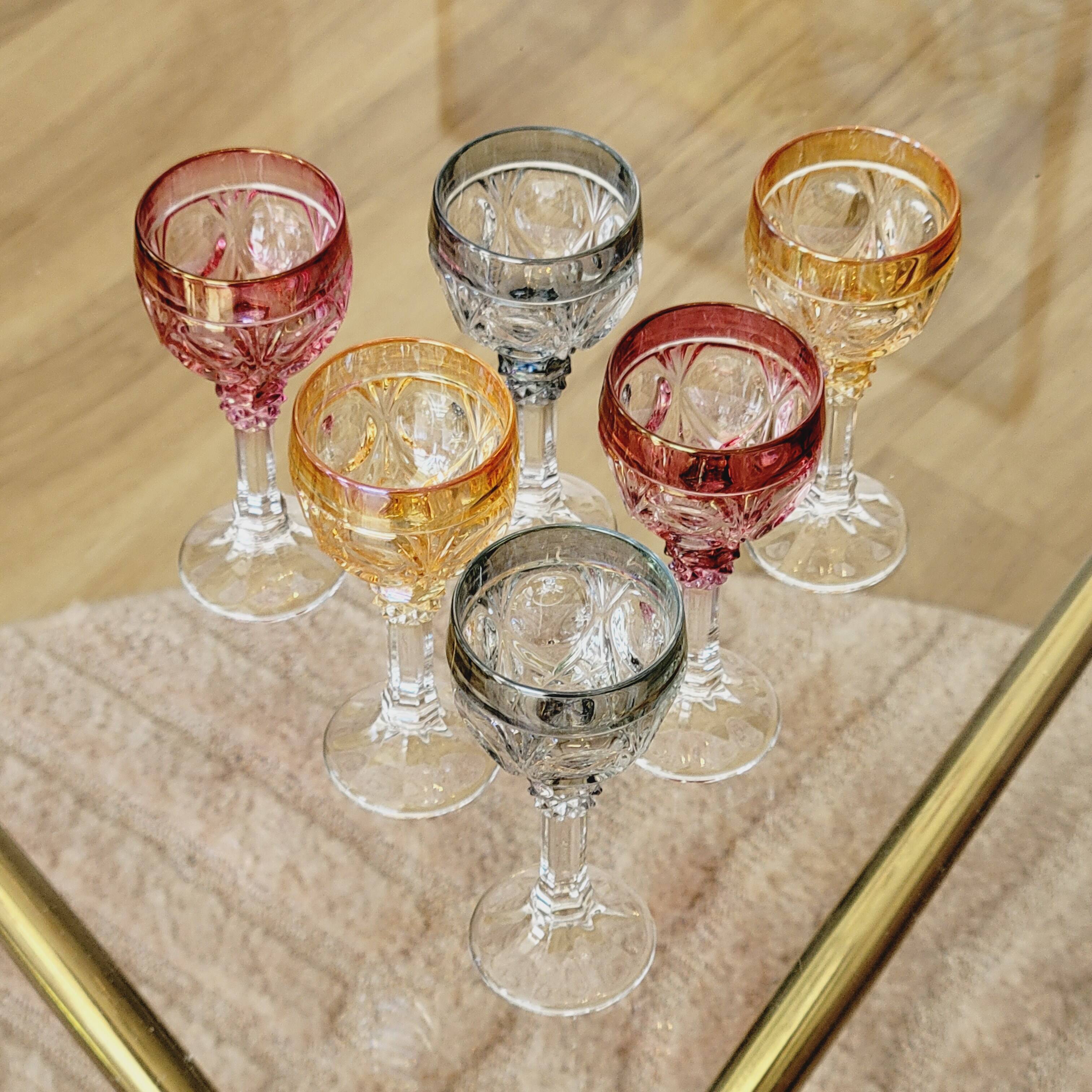 Amaris Nachtmann 6 Small Iridescent Colored Crystal Shot Glasses