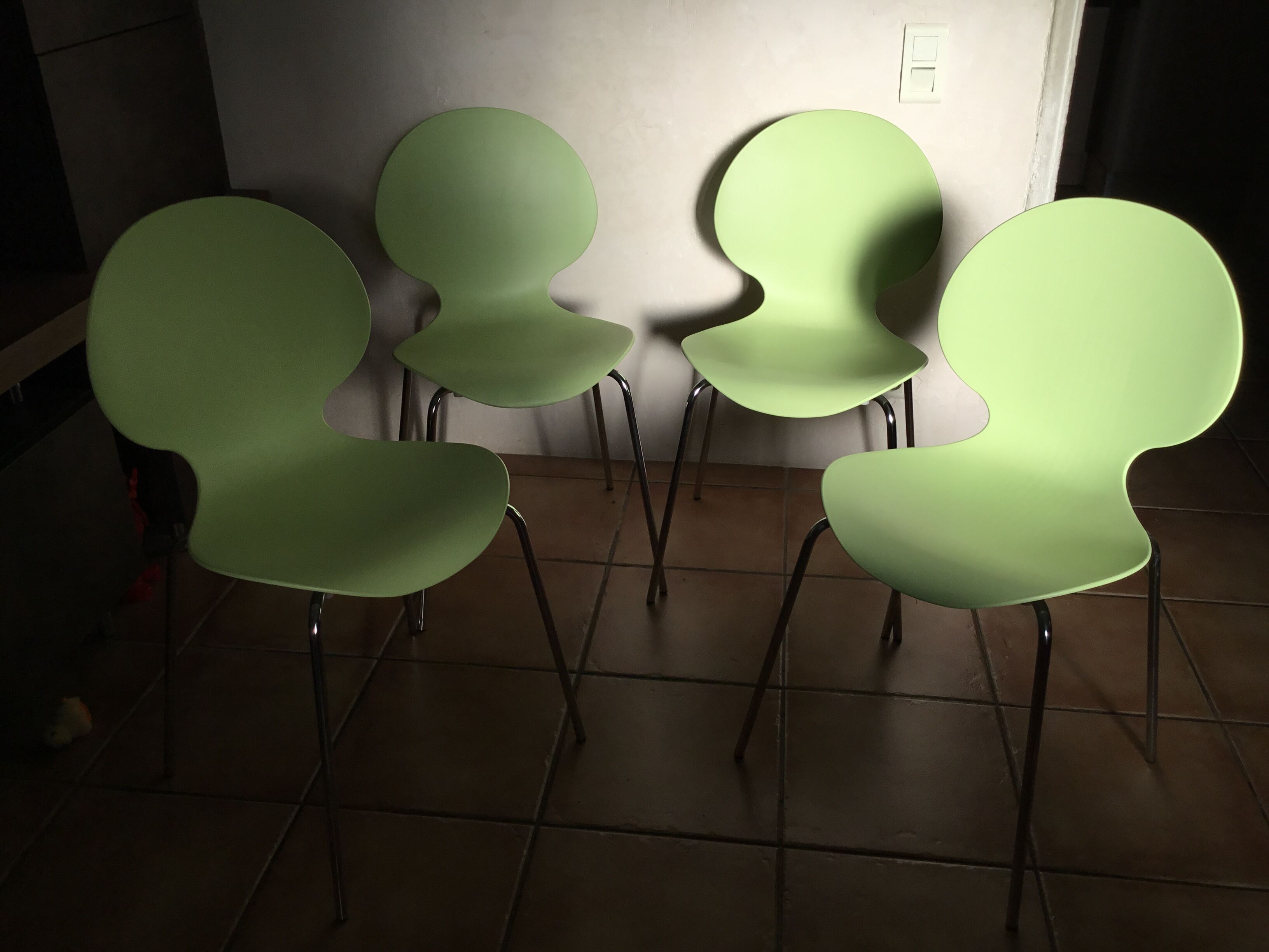 Galvano Tecnica 4 chairs vintage design 80s anise green
