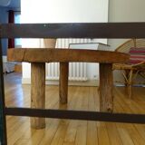 Brutalist circular coffee table in mahogany