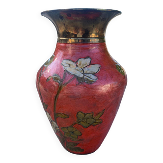 Vase en émaux cloisonnés à décor floral venant d'Inde