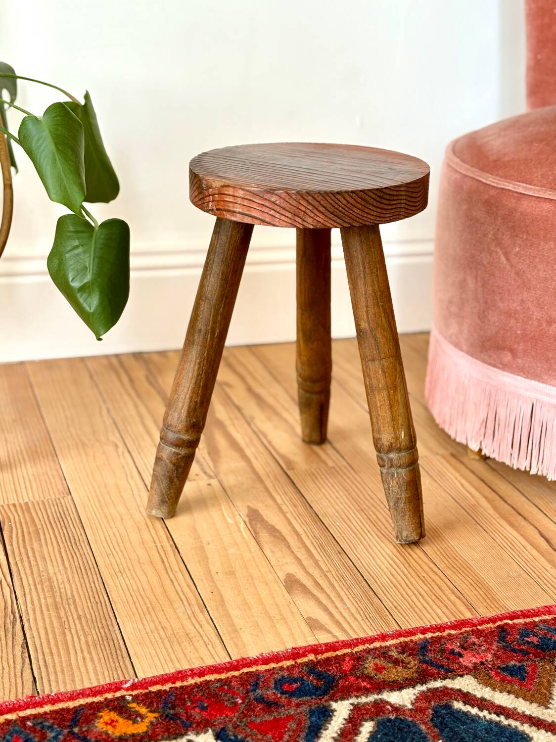 Vintage wooden tripod stool