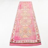 Soft Pink Turkish Vintage Runner Rug, 93x335Cm