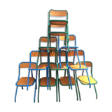 Lot of 11 school chairs from the 70