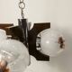 Lustre mazzega Murano 4 boules et teck 1960