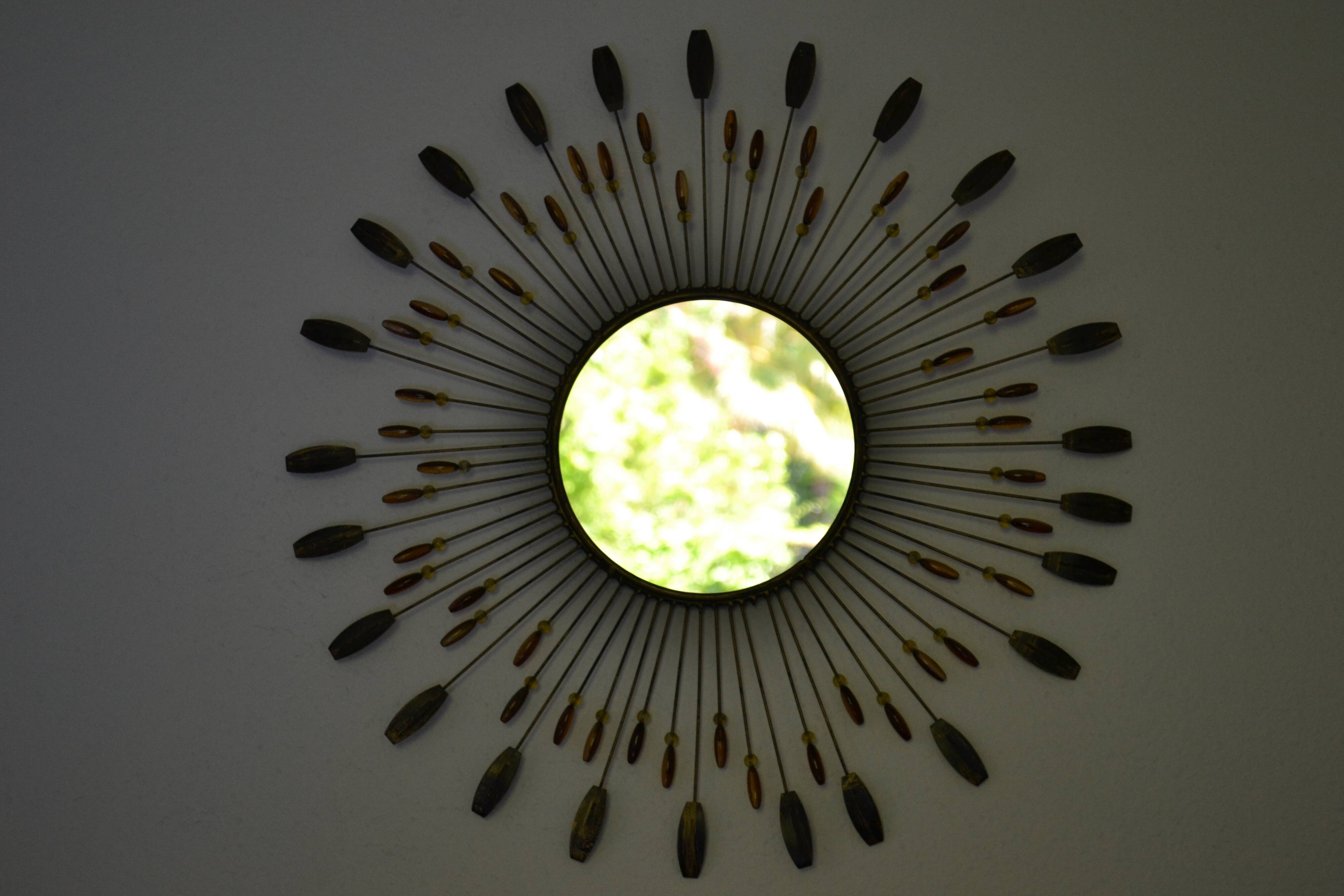 Vintage sun mirror Chaty Vallauris Diameter: 50 cm