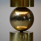 Italian Late 1960s Brass Table Lamp with Ivory Colored Shade