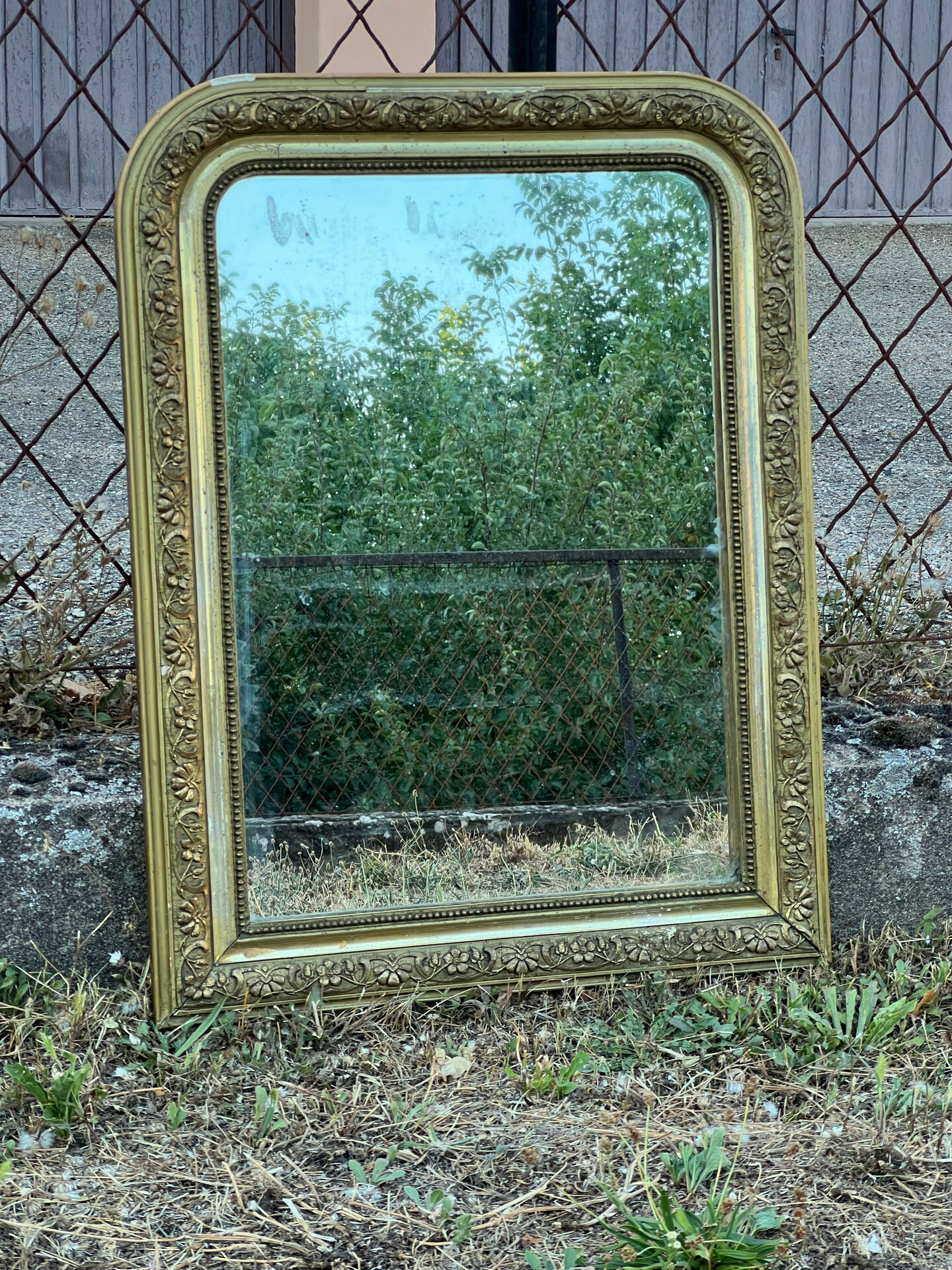 Louis-Philippe mirror with gold leaf, mercury glass 65x51cm