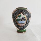 Small copper vase enamelled Persian decoration, circa 1940