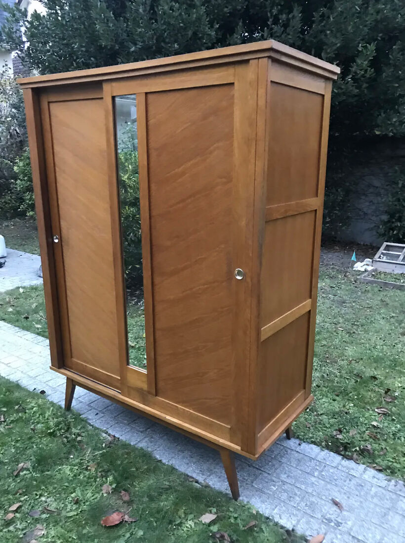 Vintage compass foot cabinet 1950 sliding doors