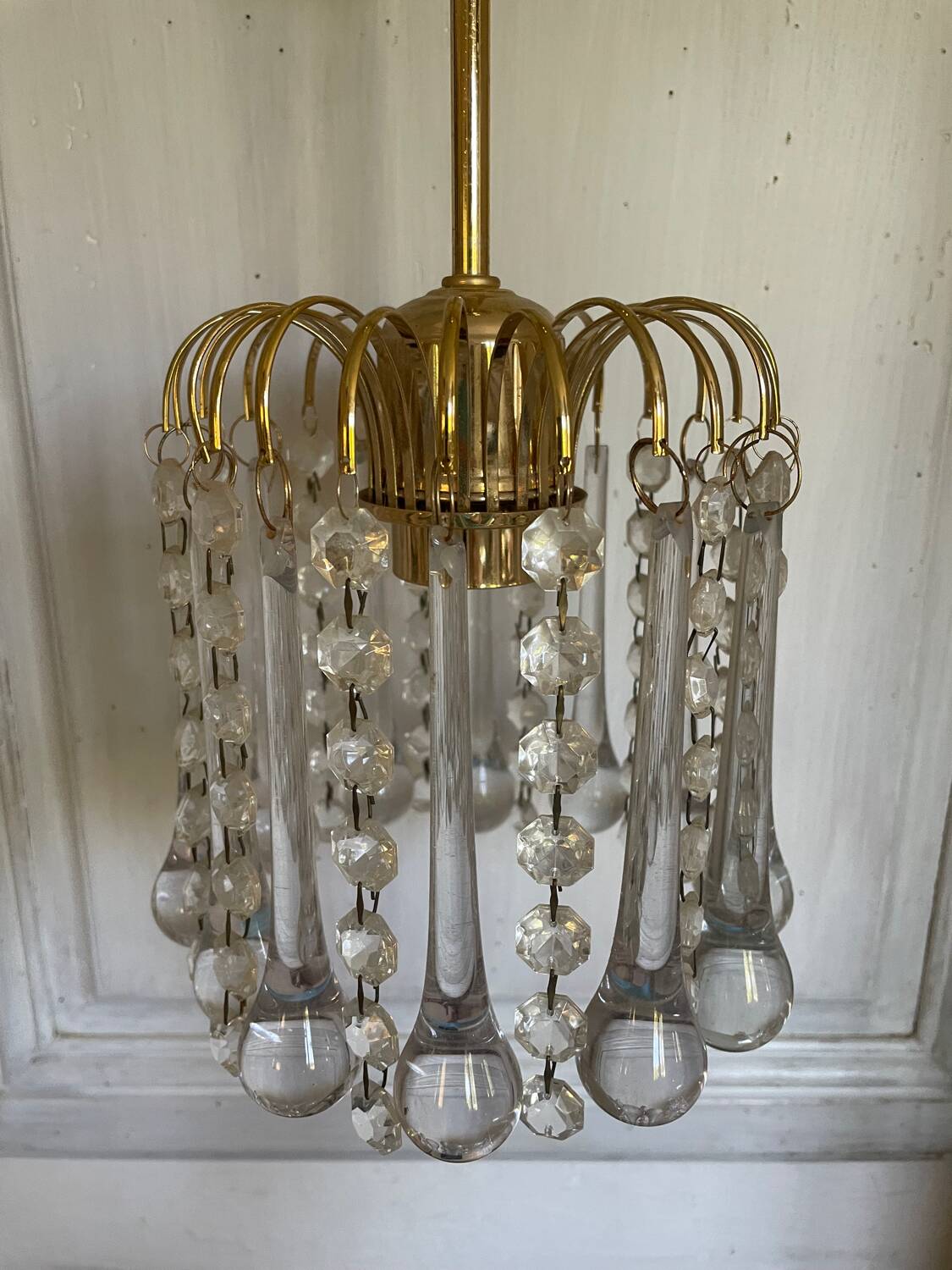 Murano glass and gold metal pendant light