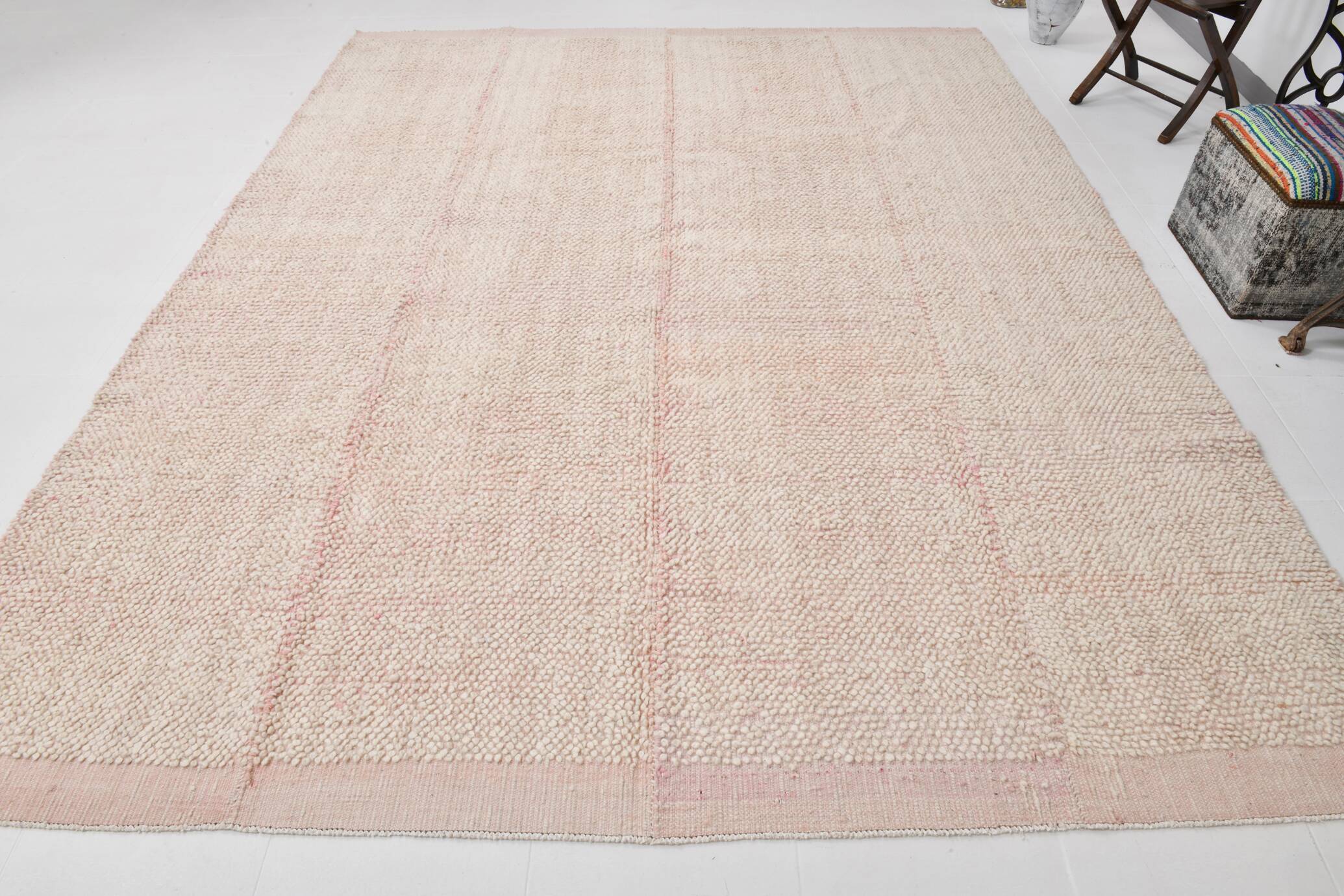 9x11 Pink & Beige Soft Wool Vintage Rug, 263x330Cm SK 33962