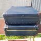 Pair Old Carton Blue Fibre - Reinforcements - Vintage Metal Anse