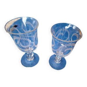 2 verres à pied soufflés