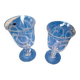 2 verres à pied soufflés gravés décor de guirlandes XIX e