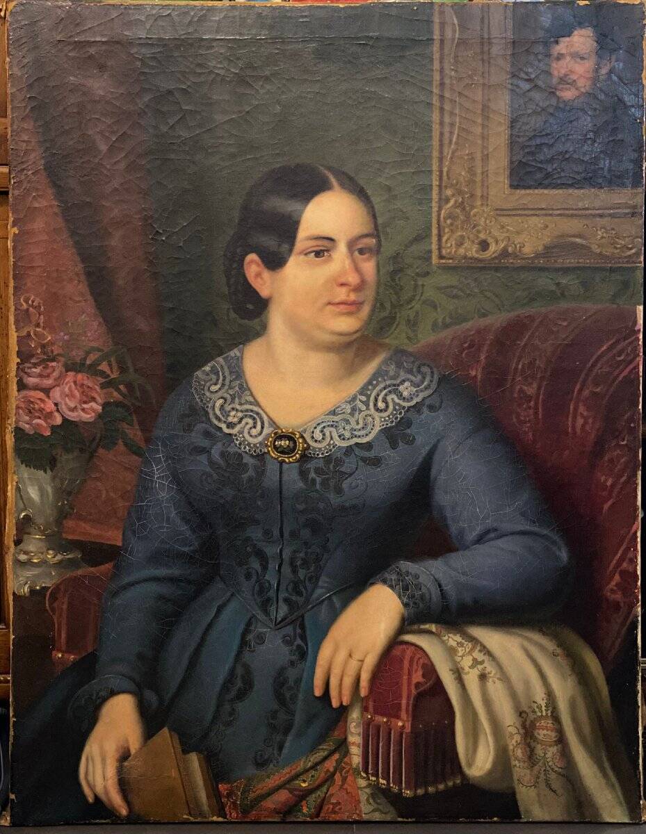 Oil painting on canvas, portrait. Biedermaier artist