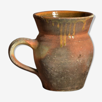 Enamelled terracotta pitcher