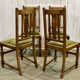Set of 4 English oak chairs from the 1930s