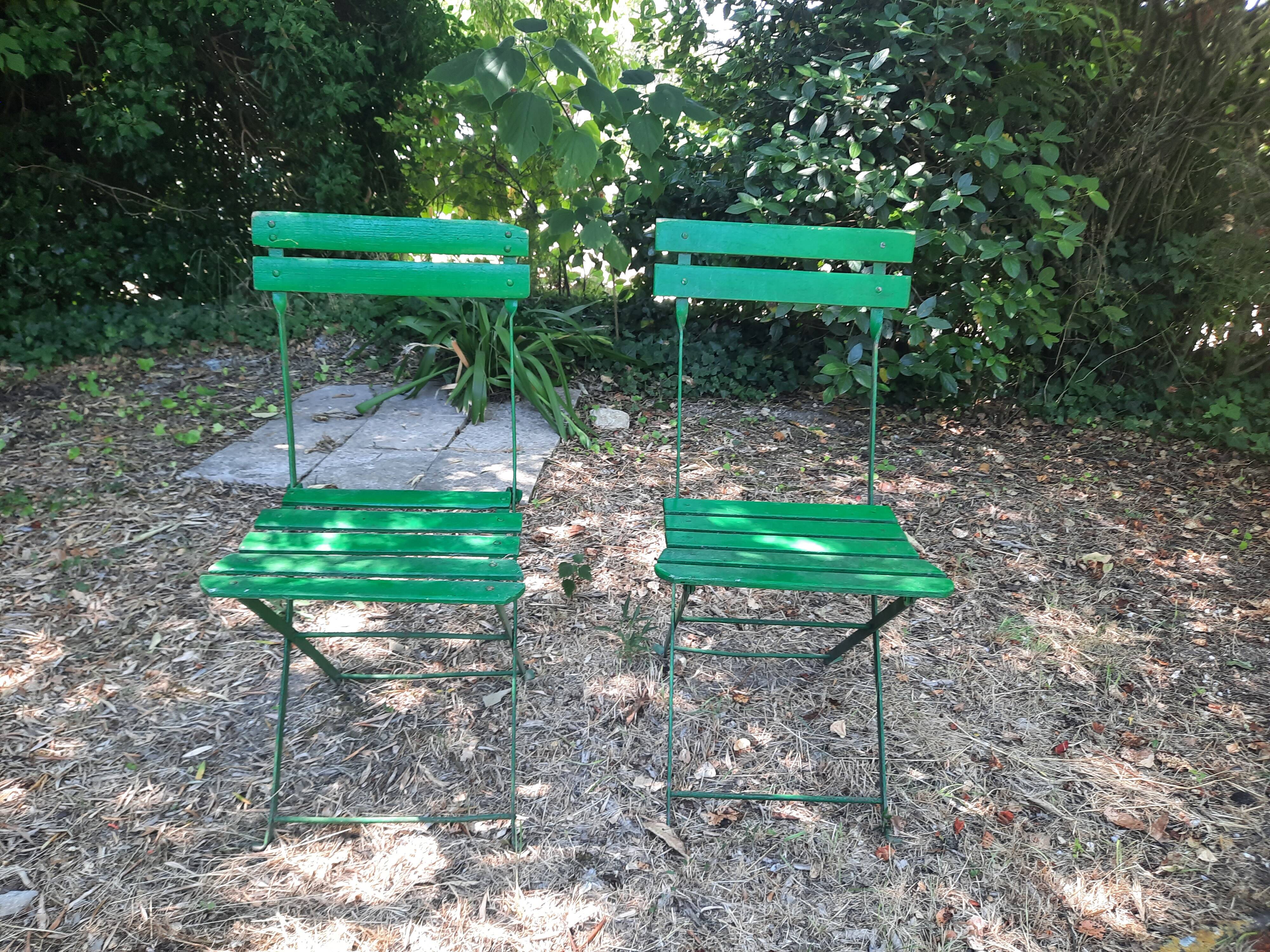 Pair of folding garden chairs