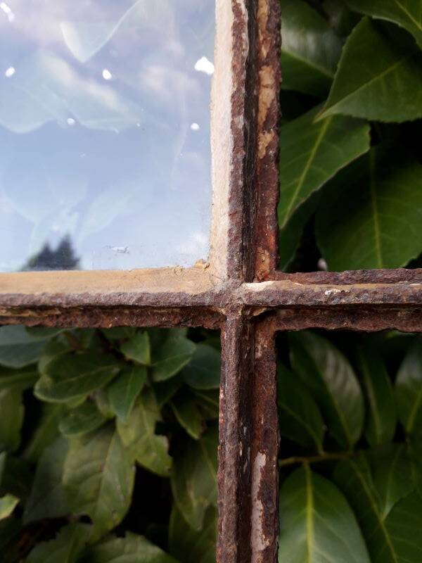 Industrial arched metal window L128xH114 19th century glass roof 2 leaves