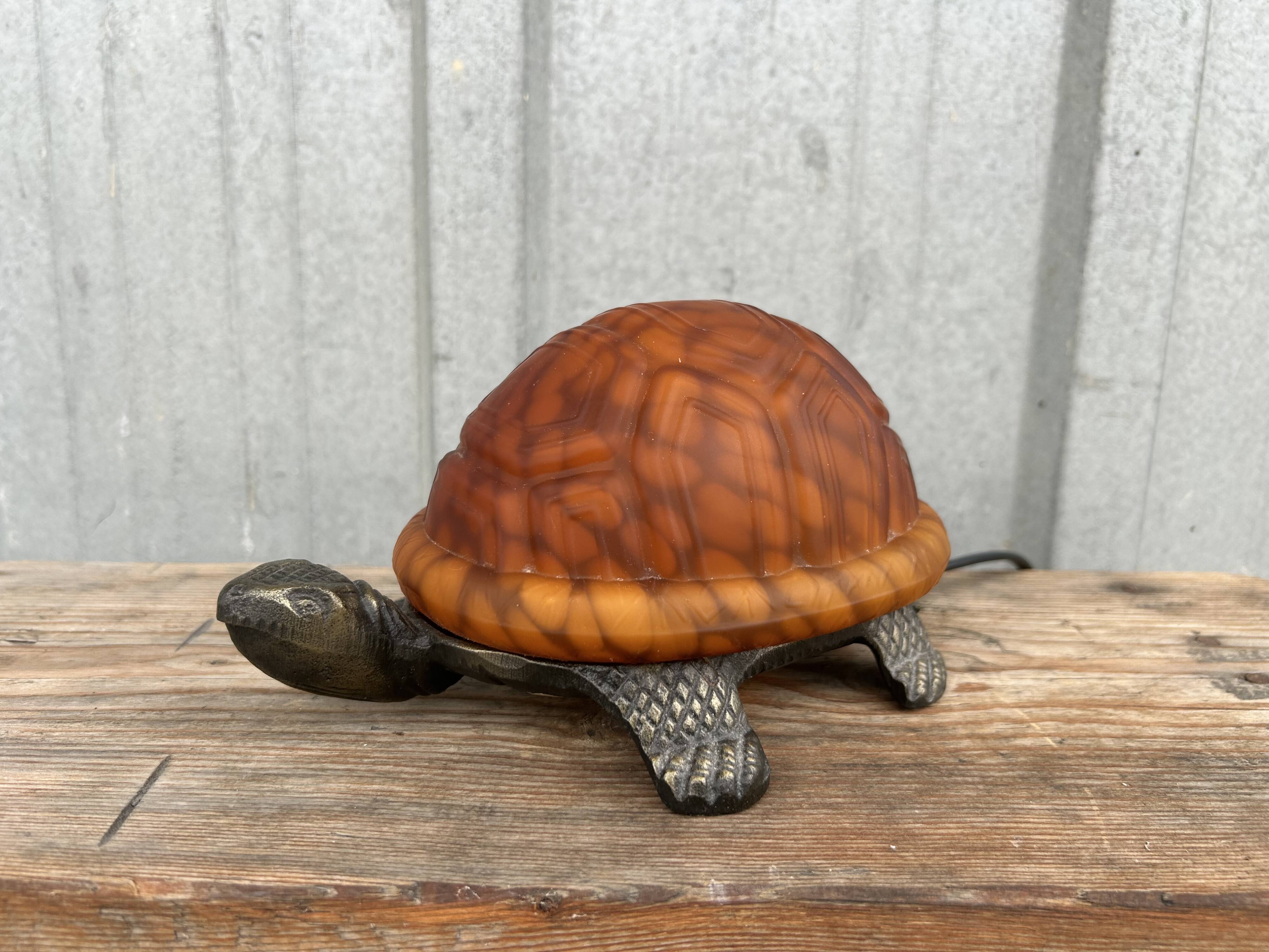 Lampe tortue bronze et pâte de verre