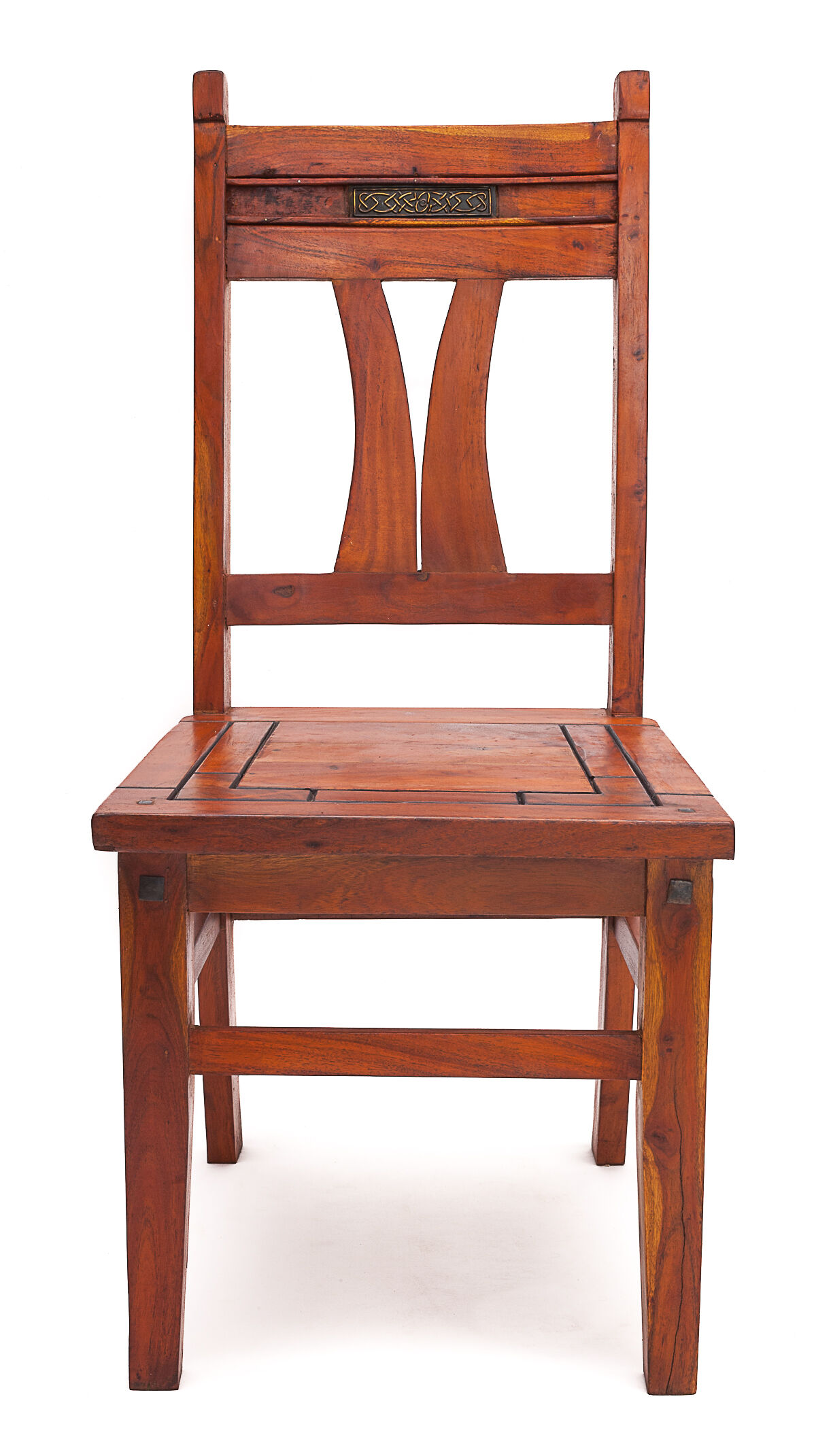 Set of 4 chairs in solid mahogany, vintage Art Nouveau, 1900